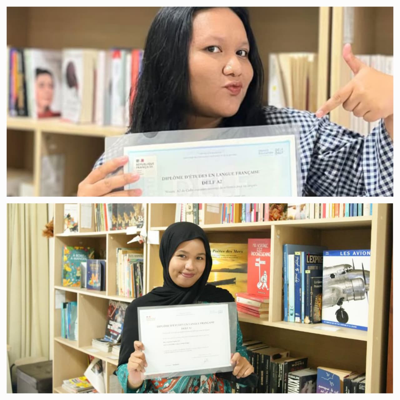 Two students from the French Literature Study Program at the Faculty of Cultural Sciences (FIB), Hasanuddin University, have successfully obtained DELF (Diplôme d'Études en Langue Française) certificates after sitting the examination at Alliance Française Makassar.