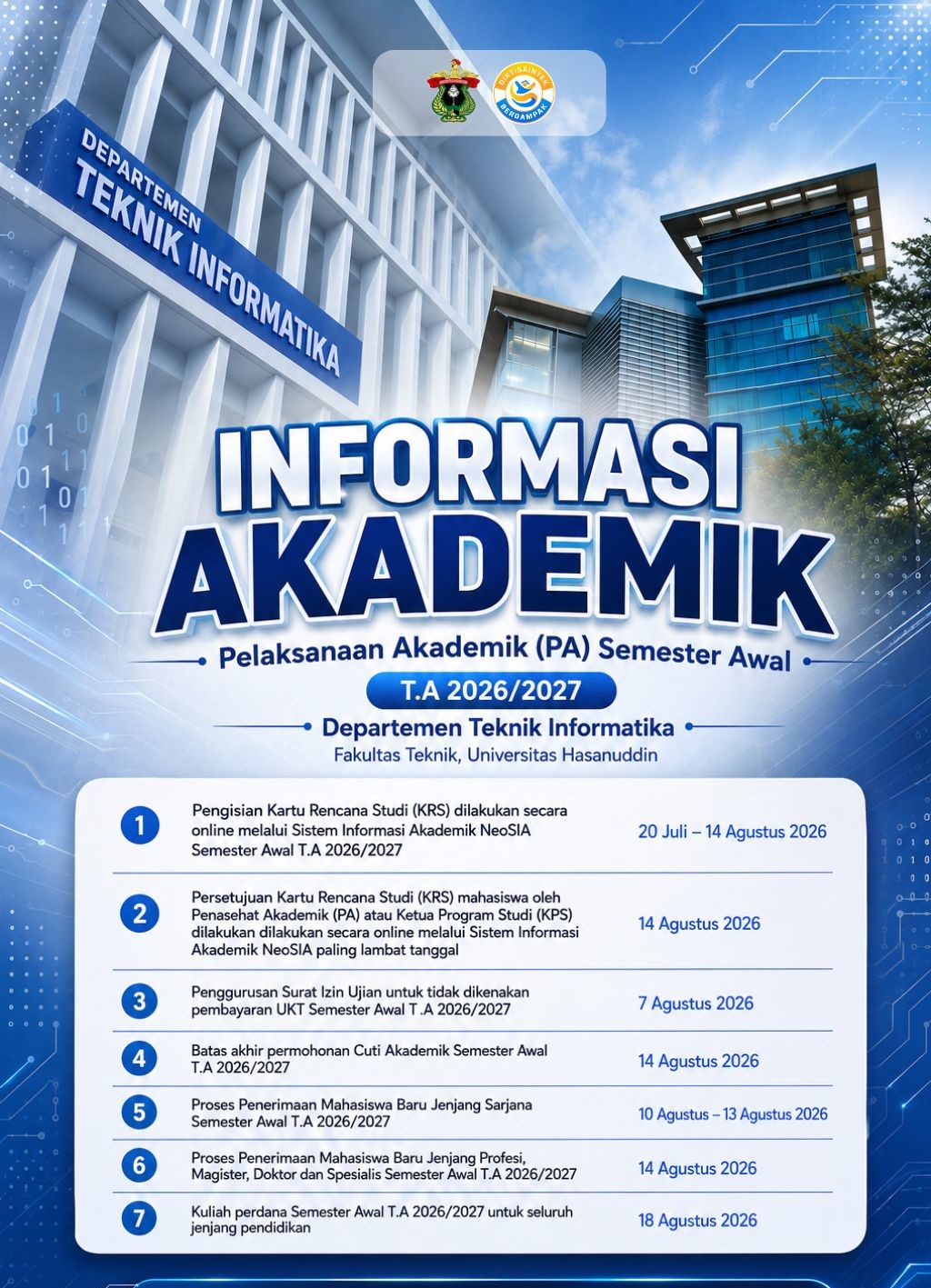๐จ ACADEMIC ANNOUNCEMENT FIRST SEMESTER ACADEMIC SCHEDULE Academic Year 2026/2027 ๐จ