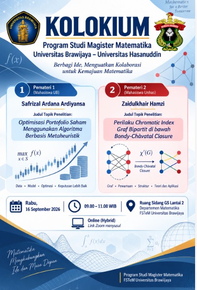 Mathematics Master’s Colloquium Strengthens Academic Collaboration between Universitas Brawijaya and Universitas Hasanuddin