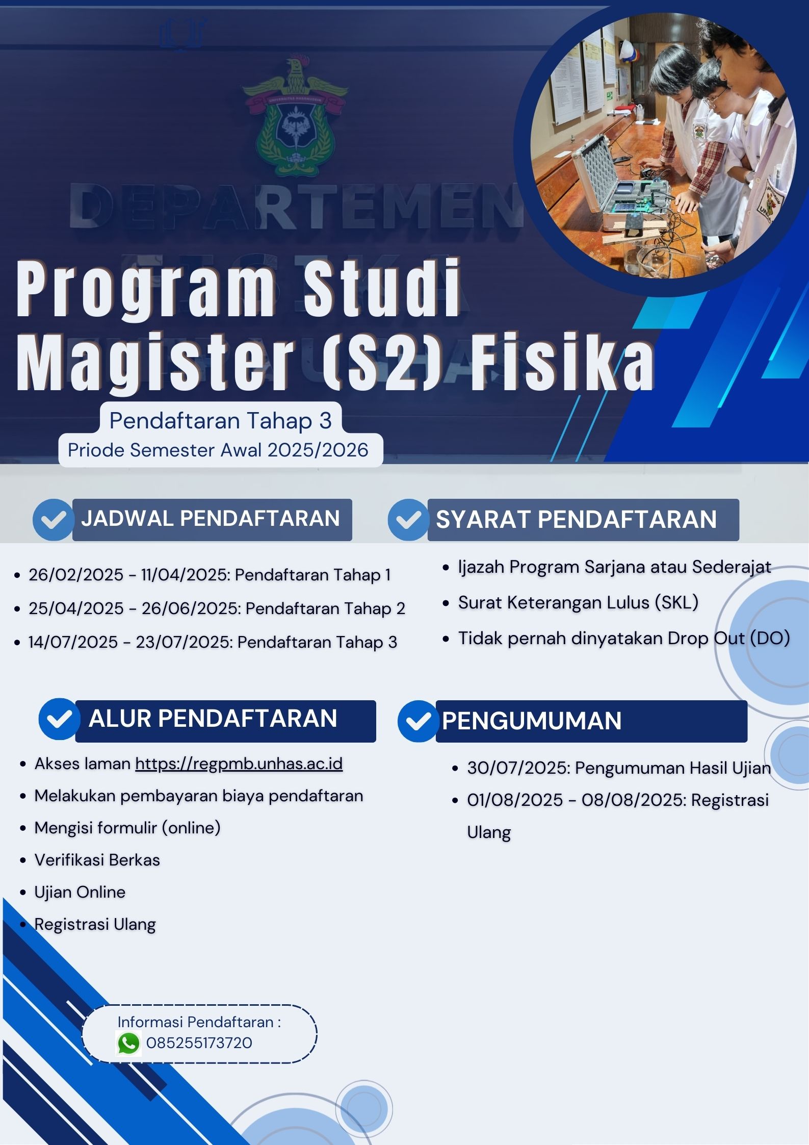 PENDAFTARAN PROGRAM MAGISTER (S2) TAHAP 3 PERIODE SEMESTER AWAL 2025/2026
