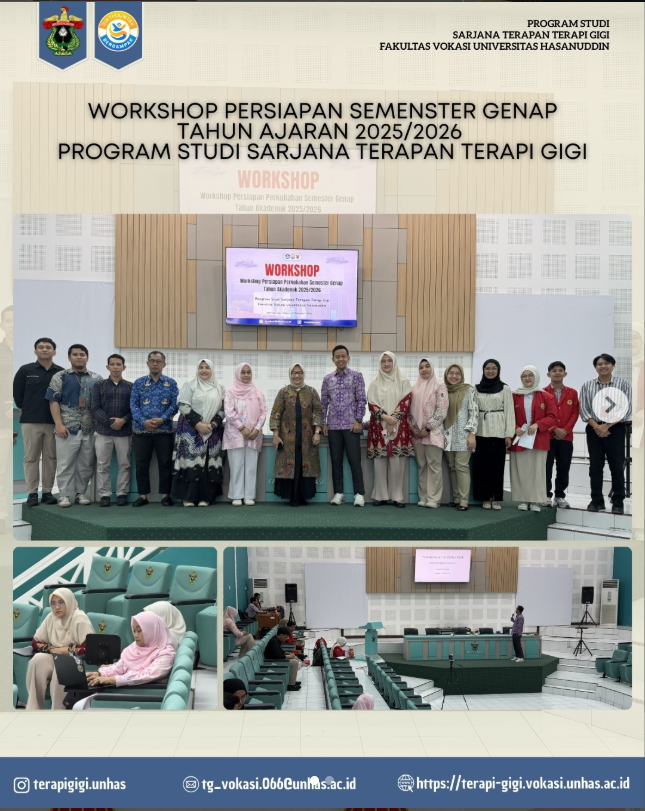 Workshop persiapan semester genap tahun ajaran 2025 / 2026 program studi sarjana terapan terapi gigi