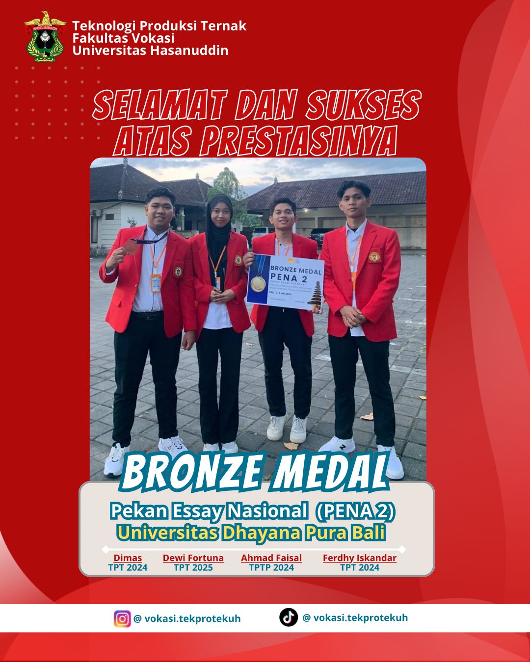 Pandan-Flavored Salted Duck Egg Innovation Leads Hasanuddin Vocational Students to Win Bronze Medal at PENA 2026