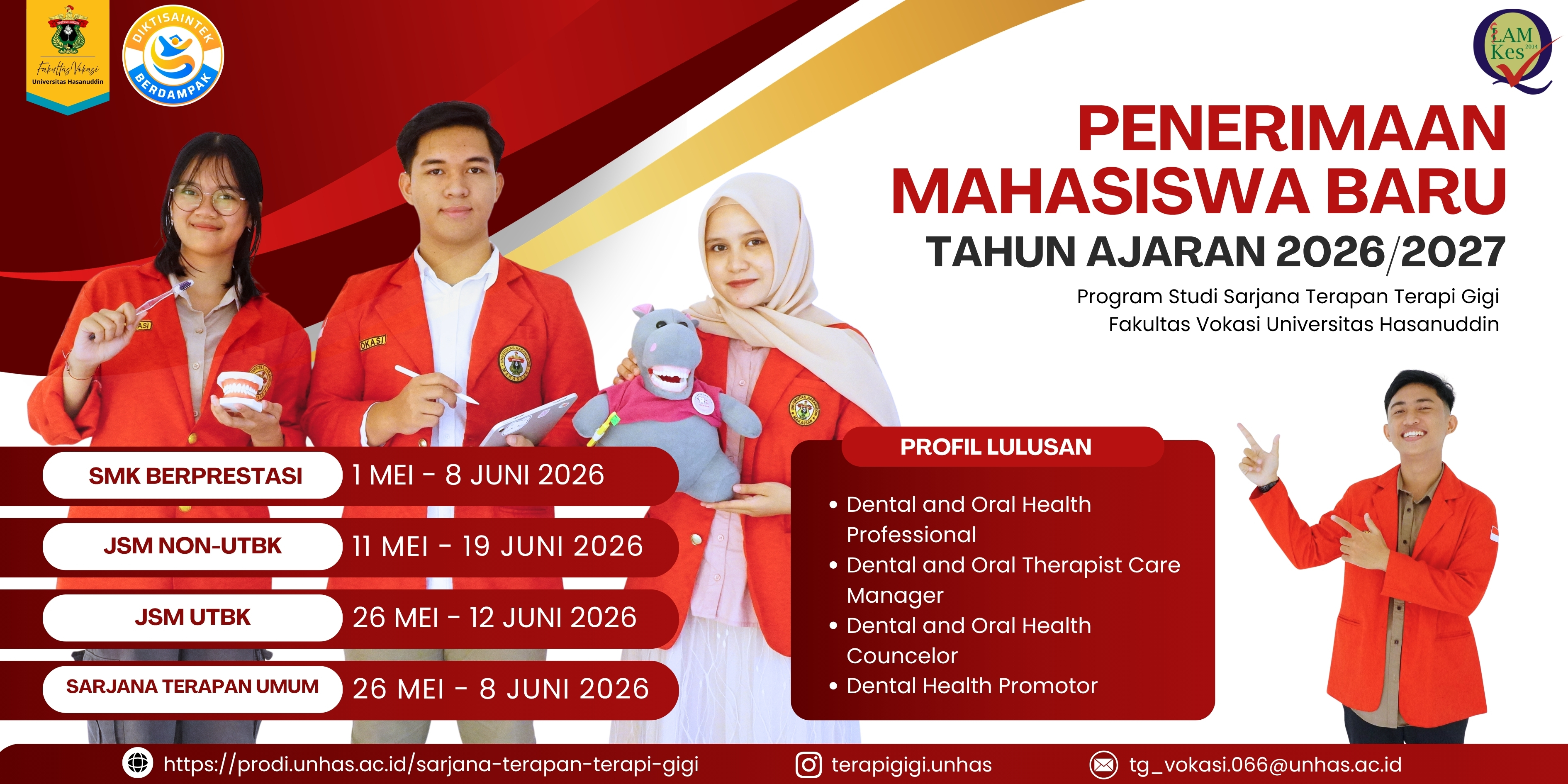 "Jalan Masuk" Prodi Terapi Gigi selain jalur SNBP dan SNBT