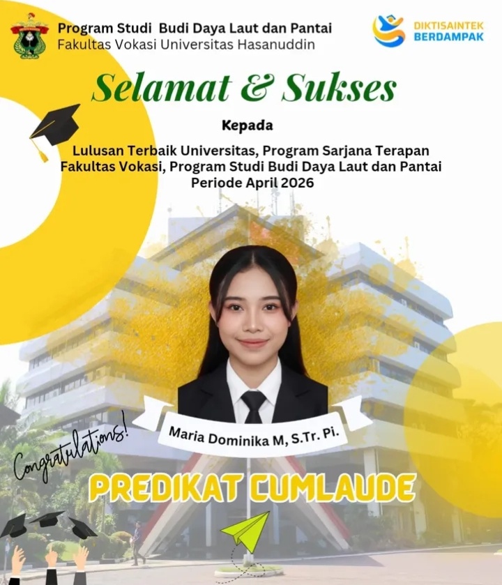 Mahasiswa BDLP Unhas Angkatan 2022 Resmi Diwisuda, Maria Dominika Mazzarello Raih Predikat Lulusan Terbaik Universitas