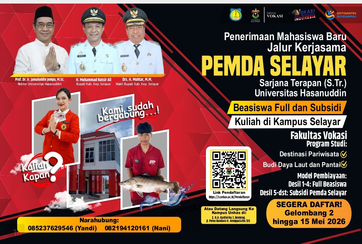 Bersama Unhas, Pemda Selayar Buka Penerimaan Mahasiswa Baru Gelombang II