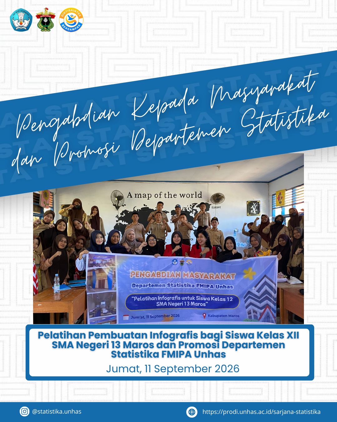 Department of Statistics FMIPA Unhas Holds Infographic Creation Training for Students of SMA Negeri 13 Maros