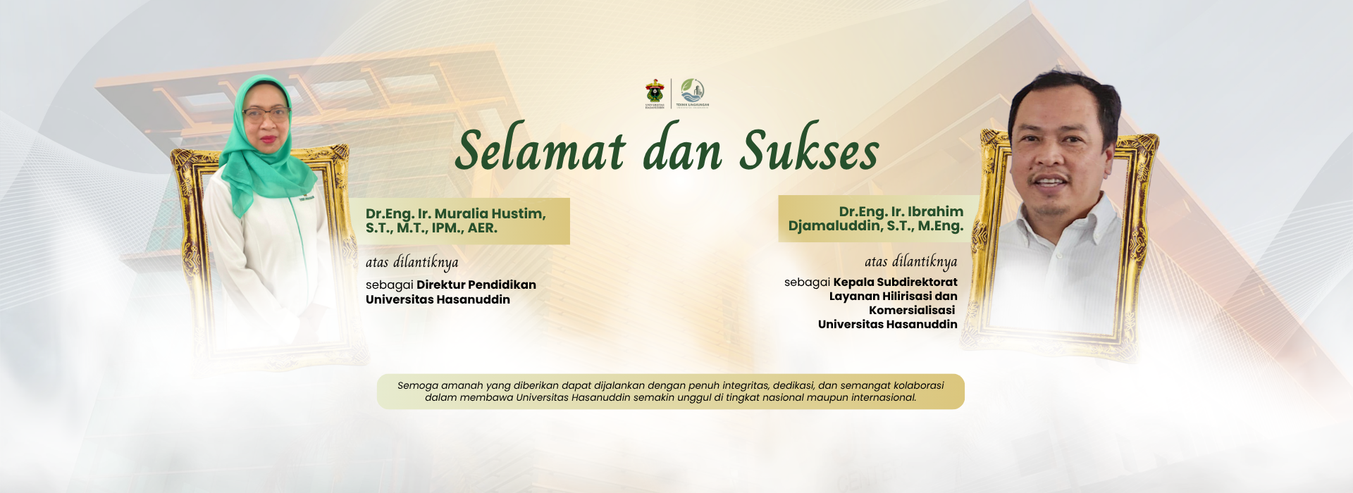 Two Environmental Engineering Lecturers Appointed to Strategic Leadership Positions at Hasanuddin University
