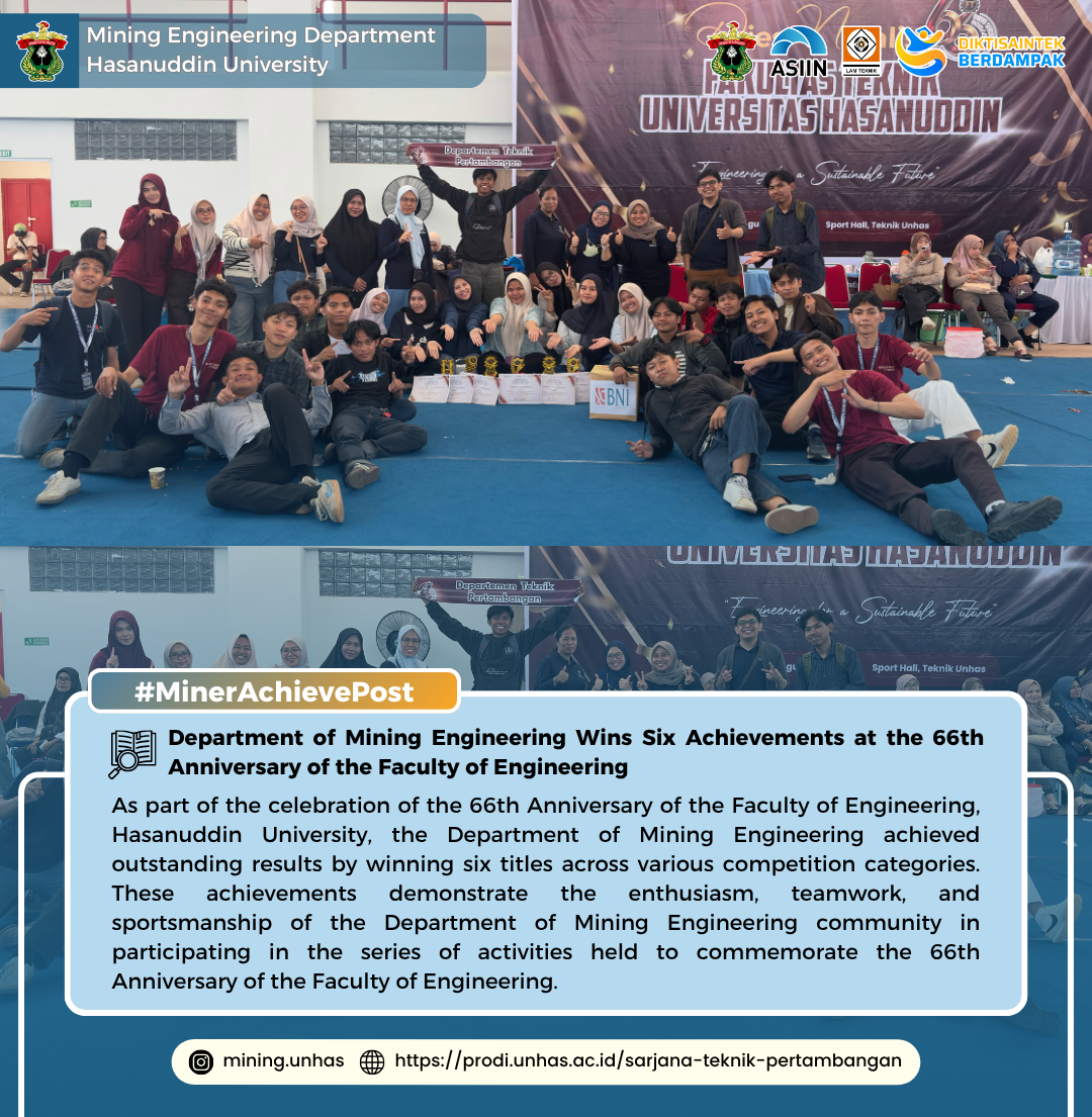 Department of Mining Engineering Wins Six Achievements at the 66th Anniversary of the Faculty of Engineering