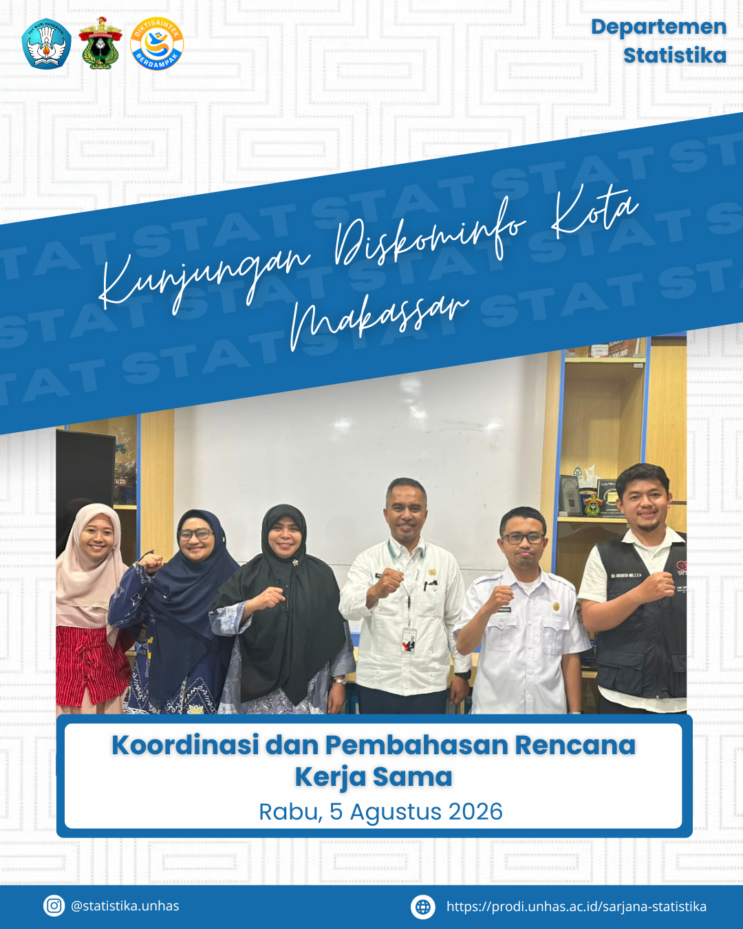 Visit by the Makassar City Communication and Informatics Office (Diskominfo) to the Department of Statistics: Coordination and Discussion on a Cooperation Plan