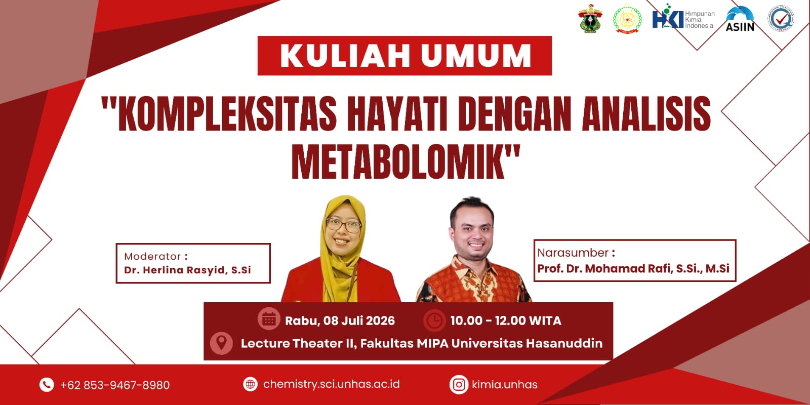 Jangan Lewatkan! Kuliah Umum Kimia FMIPA Unhas: Mengupas Kompleksitas Hayati Melalui Analisis Metabolomik