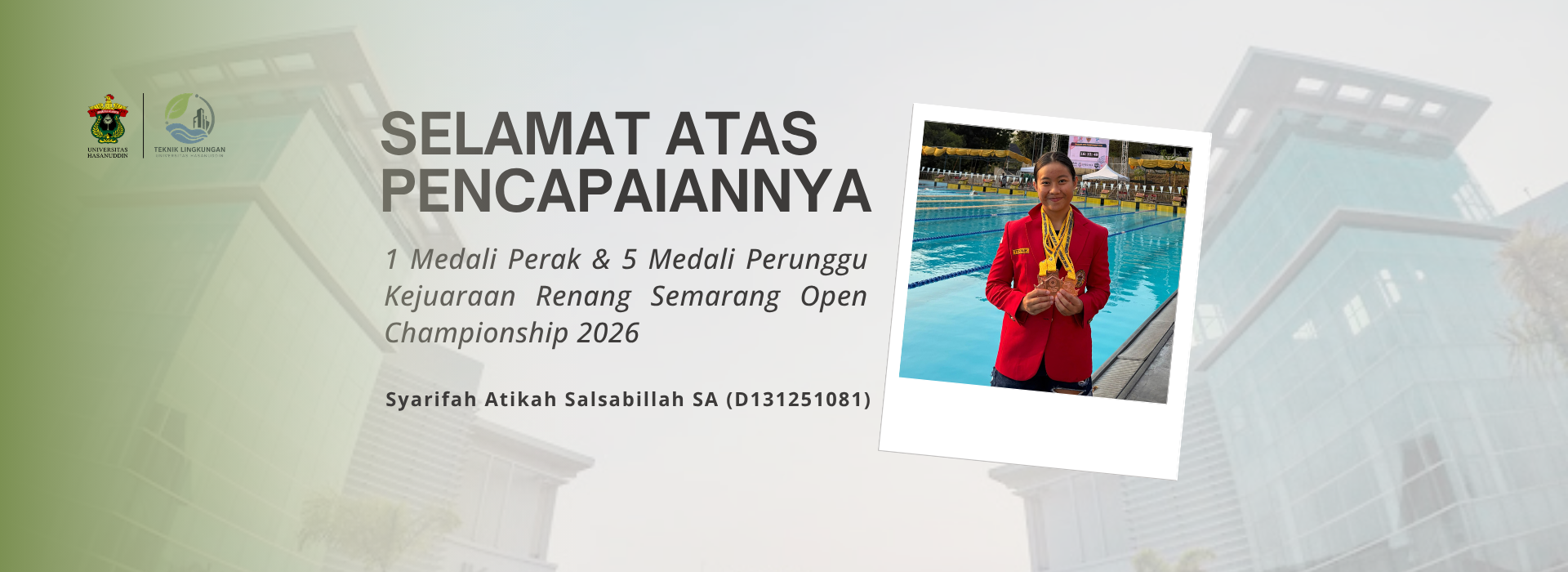 Environmental Engineering Student of Hasanuddin University Wins Six Medals at Semarang Open Championships 2026